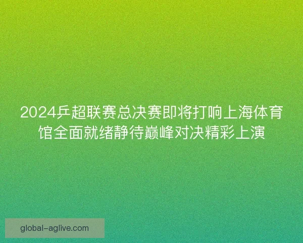 2024乒超联赛总决赛即将打响上海体育馆全面就绪静待巅峰对决精彩上演